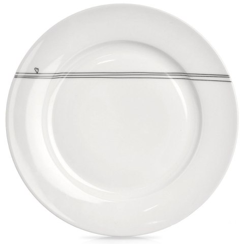 Talerz obiadowy płytki porcelanowy biały SERDUSZKA 27 cm