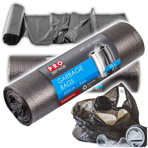 Worki Na Śmieci PRO 45x54 Czarne HD 35L 50 szt.