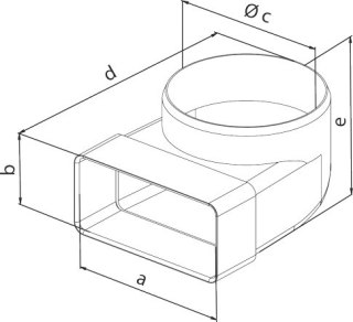 KOLANO ŁĄCZNIKOWE ZMIENNE KANAŁU PŁASKIEGO 220*55 FI 125MM