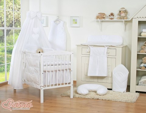 Baldachim z tkaniny- Serduszka białe