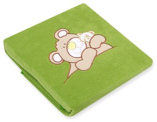 Kocyk polarowy dla niemowląt - Miś Barnaba zielony