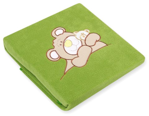 Kocyk polarowy dla niemowląt - Miś Barnaba zielony