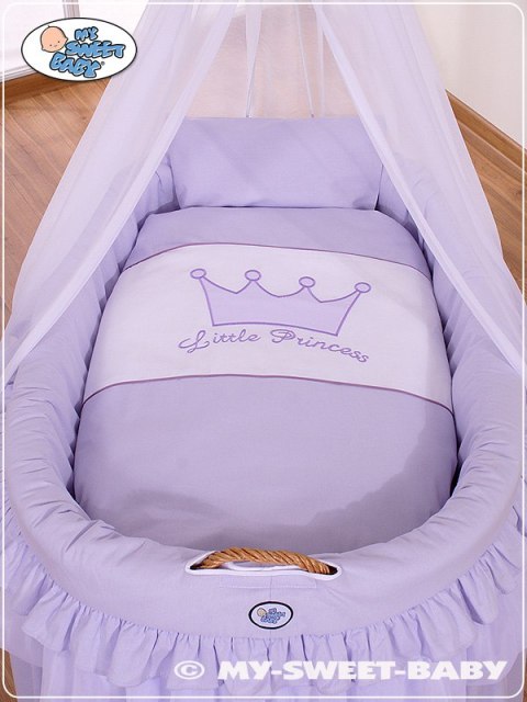 Kosz Mojżesza wiklinowy z baldachimem- Little Prince fioletowy
