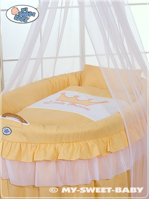 Kosz Mojżesza wiklinowy z baldachimem- Little Princess brzoskwiniowy