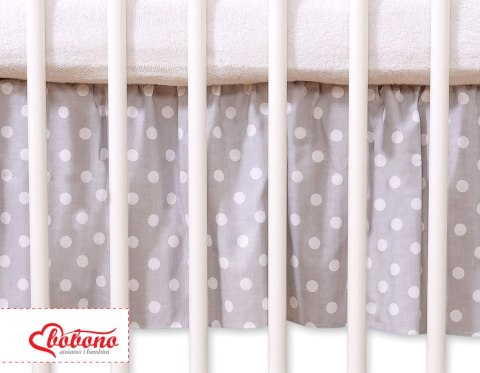 Falbanka maskująca 140x70cm- Wiszące serduszka białe grochy na szarym