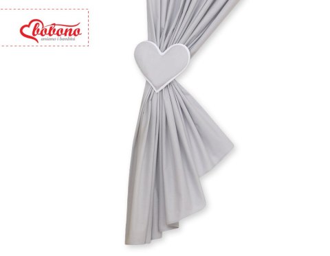 Zasłonki do pokoju dziecięcego- Wiszące serduszka kropki na szarym