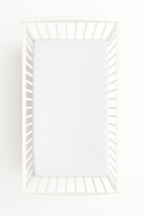 Prześcieradło bawełniane z gumką do łóżeczka 120x60 cm - białe