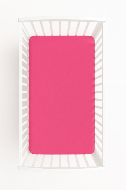 Prześcieradło bawełniane z gumką do łóżeczka 140x70 cm - ciemny róż