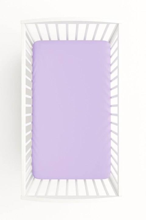 Prześcieradło bawełniane z gumką do łóżeczka 140x70 cm - fioletowe