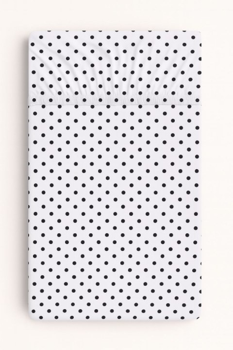 Prześcieradło bawełniane z gumką do łóżeczka 140x70 cm - grochy czarne