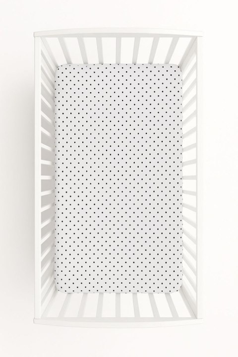 Prześcieradło bawełniane z gumką do łóżeczka 140x70 cm - grochy czarne