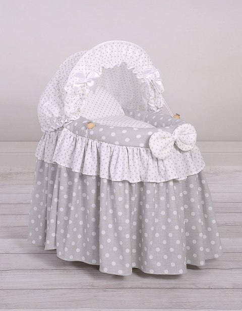 Wózek dla lalek - Kosz Mojżesza dla lalek z budką - szary