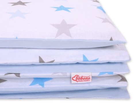 Dwustronna pościel dla dzieci 2-częściowa bawełniana - gwiazdki szaro-niebieskie