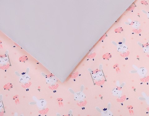 Dwustronna pościel dla dzieci 2-częściowa bawełniana - króliczki baletnice różowe