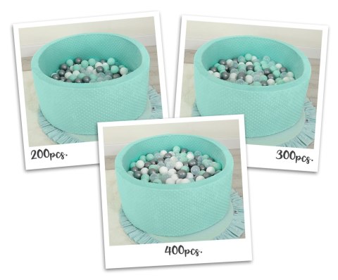 Suchy basen minky H-40 cm z piłkami 200szt.- miętowy