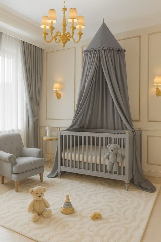 Baldachim wiszący bawełniany do pokoju dziecięcego - antracyt
