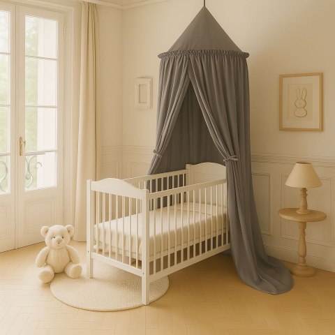 Baldachim wiszący bawełniany do pokoju dziecięcego - antracyt