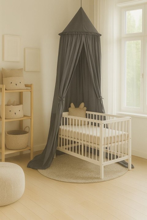 Baldachim wiszący bawełniany do pokoju dziecięcego - antracyt