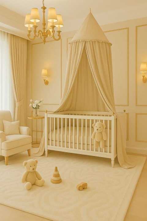 Baldachim wiszący bawełniany do pokoju dziecięcego - beżowy