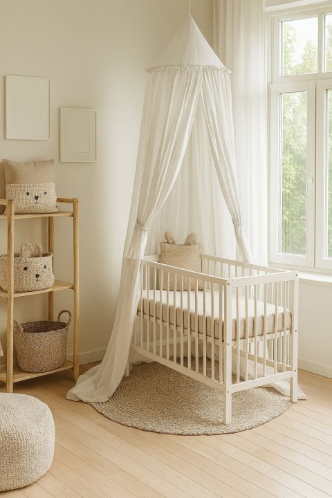 Baldachim wiszący bawełniany do pokoju dziecięcego - biały