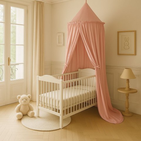 Baldachim wiszący bawełniany do pokoju dziecięcego - brudny róż