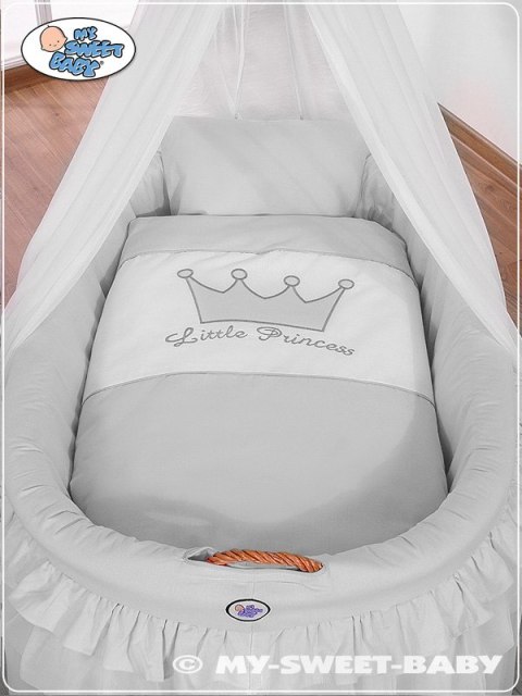 Kosz Mojżesza wiklinowy z baldachimem- Little Prince Princess szary