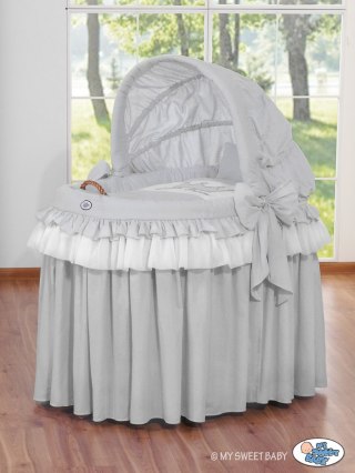 Kosz Mojżesza wiklinowy ze składaną budką- Little Prince Princess szary