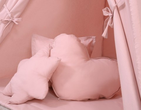 Namiot TIPI dla dzieci + mata + poduszki + zawieszki pióra - brudny róż