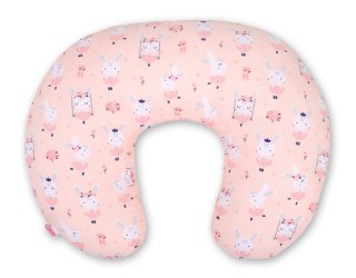 Poduszka rogal do karmienia fasolka + zdejmowana poszewka - króliczki baletnice różowe