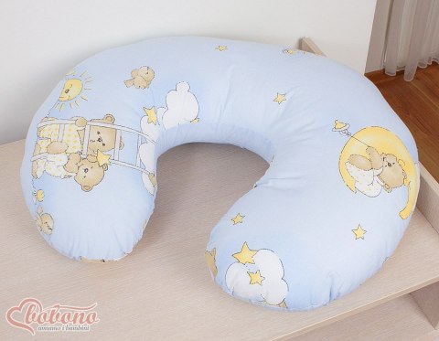 Poduszka rogal do karmienia fasolka + zdejmowana poszewka - misie na błękicie