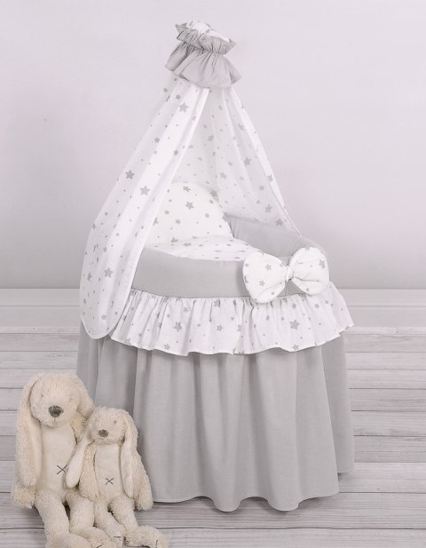 Wózek dla lalek - Kosz Mojżesza dla lalek z baldachimem - szary