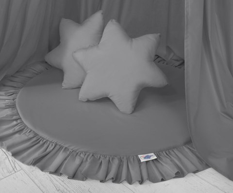 Zestaw: baldachim wiszący do pokoju dziecięcego bawełniany i mata z falbanką - antracyt