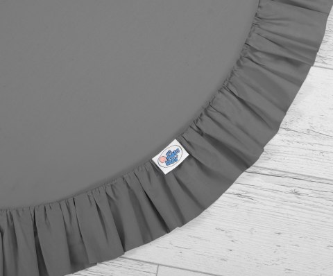 Zestaw: baldachim wiszący do pokoju dziecięcego bawełniany i mata z falbanką - antracyt