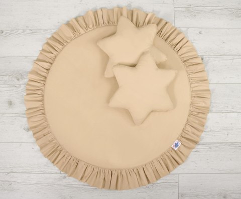 Zestaw: baldachim wiszący do pokoju dziecięcego bawełniany i mata z falbanką - beżowy