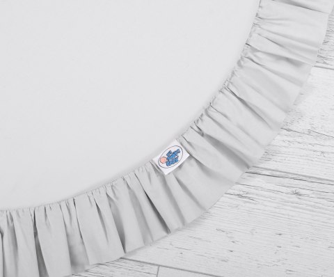 Zestaw: baldachim wiszący do pokoju dziecięcego bawełniany i mata z falbanką - szary