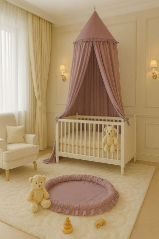 Baldachim wiszący bawełniany do pokoju dziecięcego - róż retro