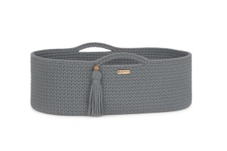 Kosz Mojżesza BOHO bawełniany Handmade z materacykiem - ciemny szary
