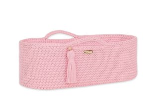 Kosz Mojżesza BOHO bawełniany Handmade z materacykiem - różowy