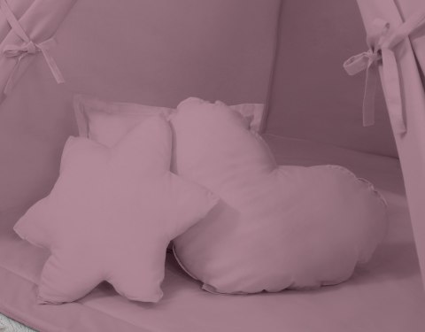 Namiot TIPI dla dzieci + mata + poduszki + zawieszki pióra - róż retro