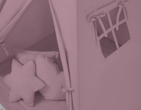 Namiot TIPI dla dzieci + mata + poduszki + zawieszki pióra - róż retro