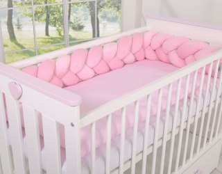 Ochraniacz warkocz pleciony MINKY do łóżeczka 180cm - różowy