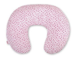 Poduszka rogal do karmienia fasolka + zdejmowana poszewka - gwiazdki biało-bordowe
