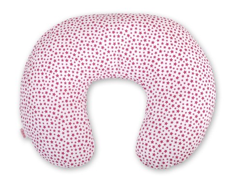 Poduszka rogal do karmienia fasolka + zdejmowana poszewka - gwiazdki biało-bordowe