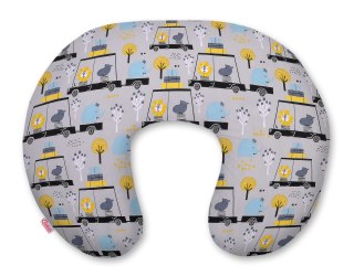 Poduszka rogal do karmienia fasolka + zdejmowana poszewka - zwierzątka w autkach