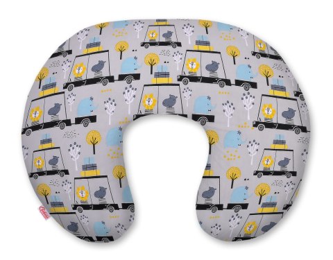 Poduszka rogal do karmienia fasolka + zdejmowana poszewka - zwierzątka w autkach