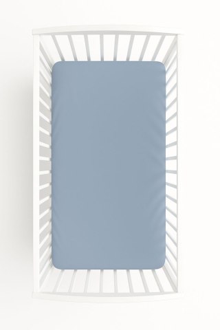 Prześcieradło bawełniane z gumką do łóżeczka 140x70 cm - brudny niebieski