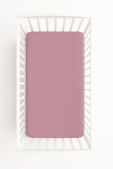 Prześcieradło bawełniane z gumką do łóżeczka 140x70 cm - róż retro