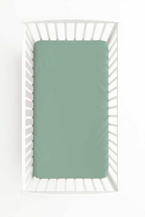 Prześcieradło bawełniane z gumką do łóżeczka 140x70 cm - szałwia