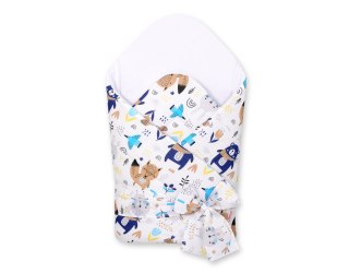 Rożek dla niemowląt z wiązaniem 2w1 usztywniany i miękki - misie granatowe