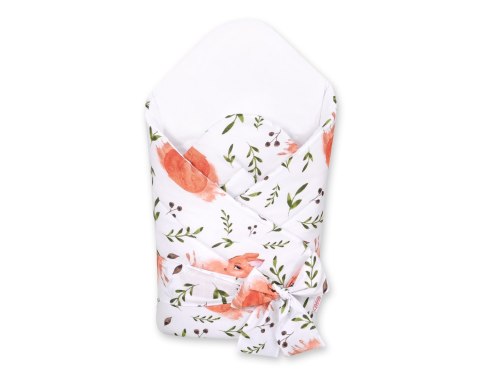 Rożek dla niemowląt z wiązaniem 2w1 usztywniany i miękki - wiewiórki białe